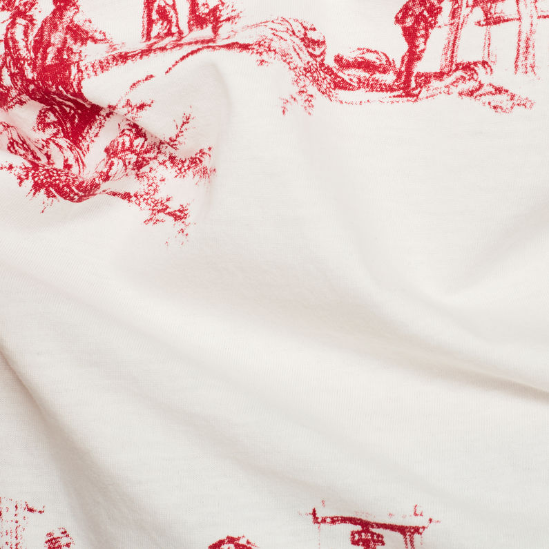 G-Star RAW® Toile de Jouy X25 Print Straight T-Shirt White fabric shot