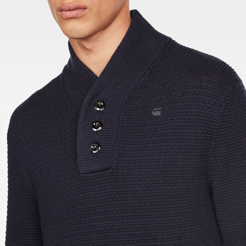 G-Star RAW® RC Tain Shawl Structure Knit Dark blue detail shot