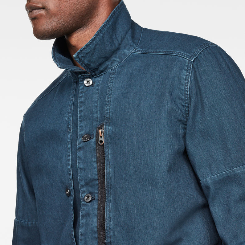 G-Star RAW® Rackam Zip Overshirt Midden blauw detail shot