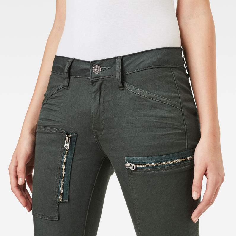 G-Star RAW® Powel Utility Mid Waist Skinny Jeans Green detail shot