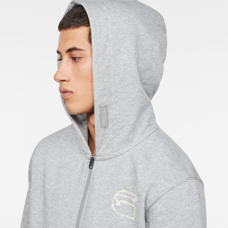 G-Star RAW® Monthon Hooded Zip Sweater Grey detail shot