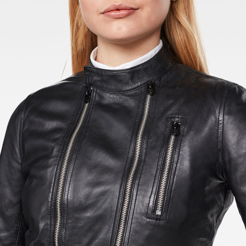 G-STAR® Hybrid Archive Slim Biker Jacket Black detail shot