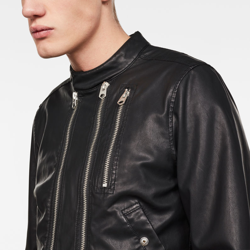 G-STAR® Deline Hybrid Archive GPL Biker Jacket Black detail shot