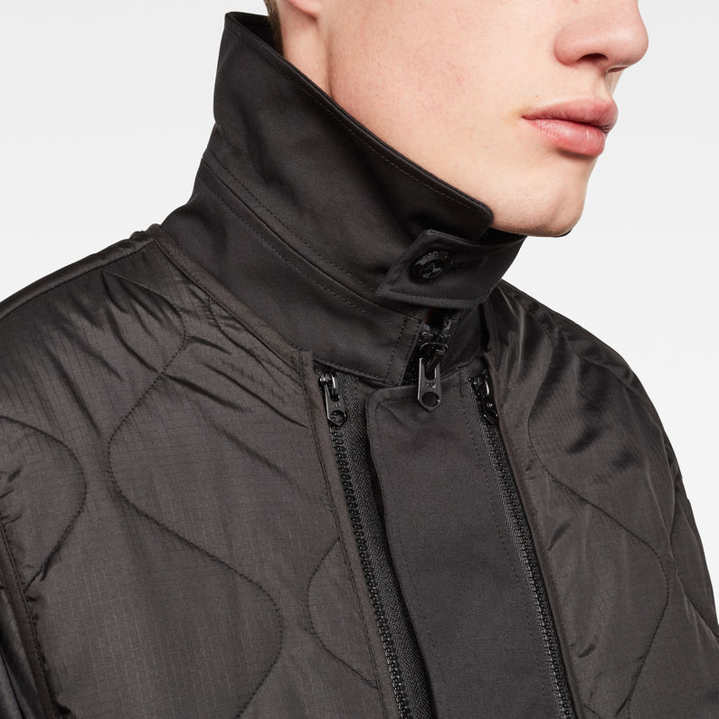 G-Star RAW® Deline Quilted Transeasonal Trench Black detail shot