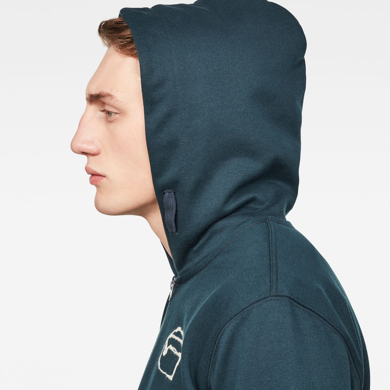 G-Star RAW® Monthon Hooded Zip Sweater Medium blue detail shot