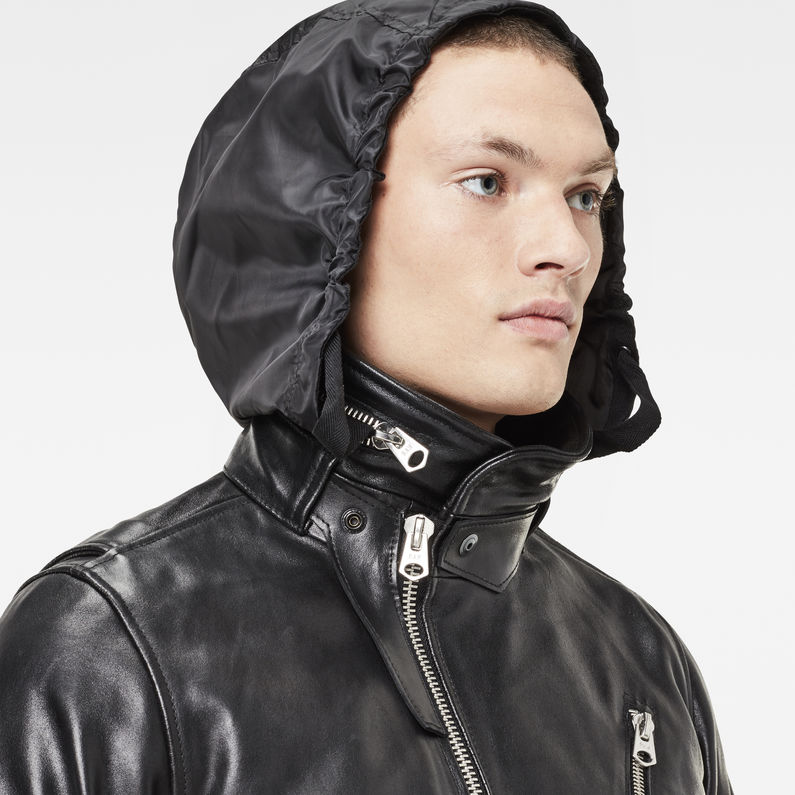 G-Star RAW® Empral 3D Leather Jacket Zwart detail shot