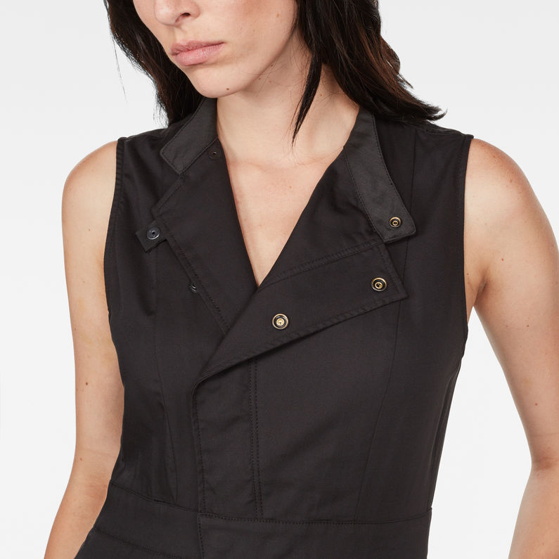 G-Star RAW® Hybrid Archive Deconstructed Pleated Sleeveless Shirt Dress Black