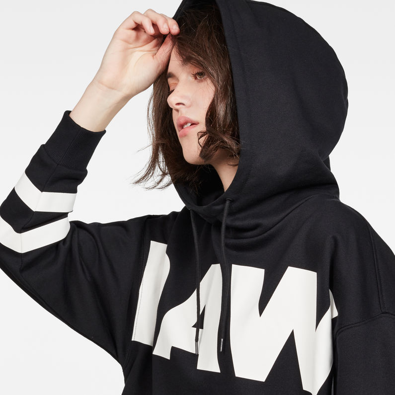 G-Star RAW® Scolla Oversized Hooded Sweater Dress Black detail shot