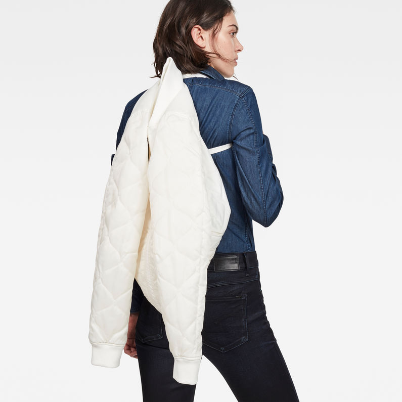 G-Star RAW® Deline Quilted Padded Slim Bomber White detail shot