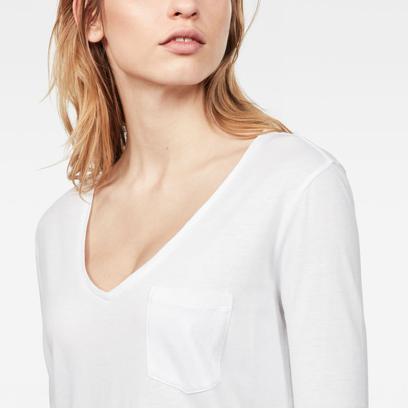 G-Star RAW® Ovvela Straight Deep V-Neck T-Shirt White detail shot