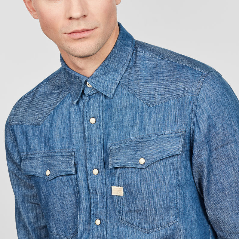 G Star Raw Slim 3301 Long Sleeved Shirt Blue | Mainline Menswear United  States