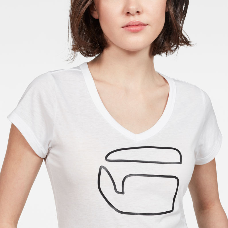 G-Star RAW® Ofel Slim V-Neck T-Shirt White detail shot