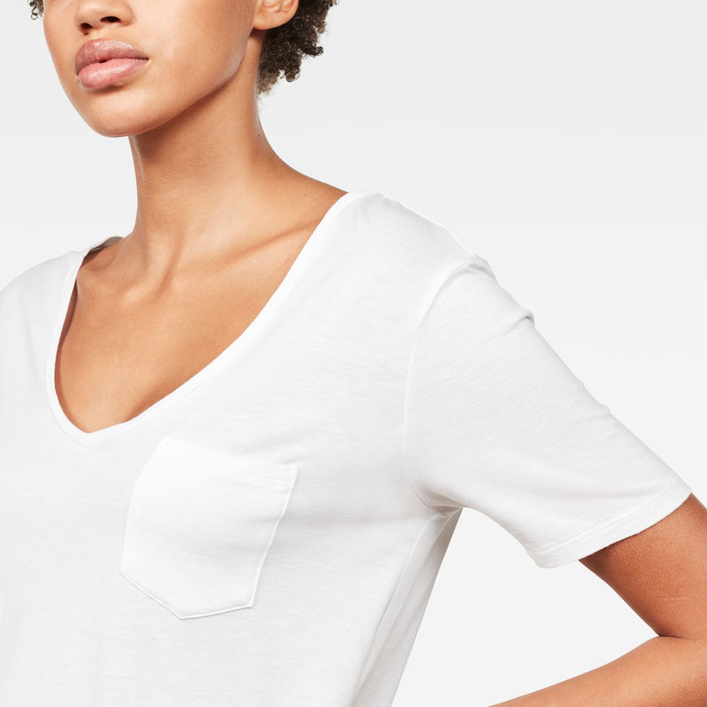 G-Star RAW® Ovvela Straight Deep V-Neck T-Shirt White detail shot
