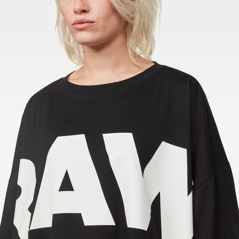 G-Star RAW® Glasy Loose 3/4-Sleeve T-Shirt Black detail shot