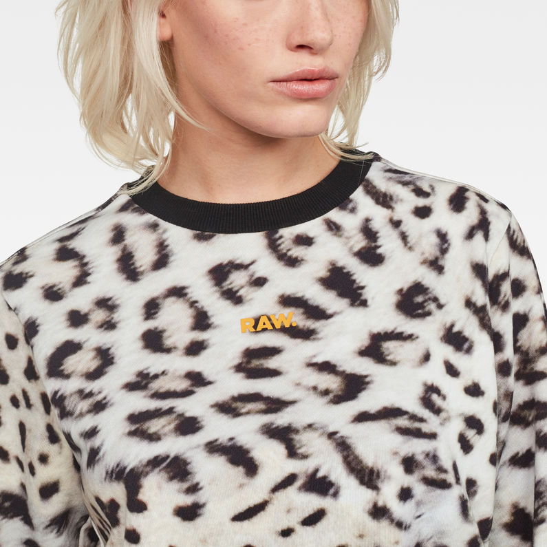 G-Star RAW® Leopard Cropped Sweater Blanc detail shot
