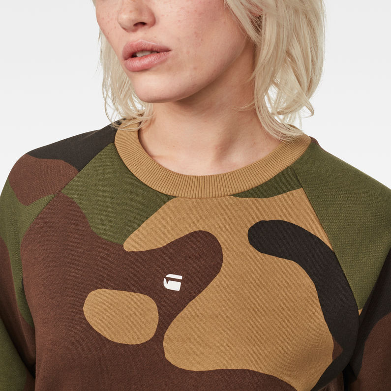 G-Star RAW® Oversized Dutch Camo Cropped Sweater Vert detail shot