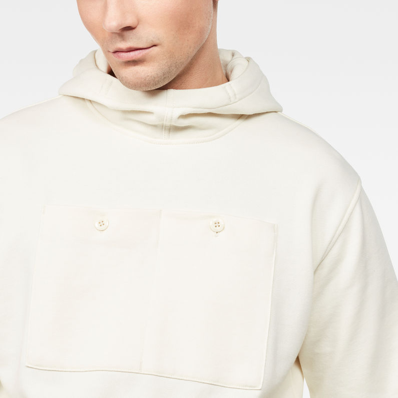 G-Star RAW® Core Hybrid Archive Hooded Sweater White detail shot