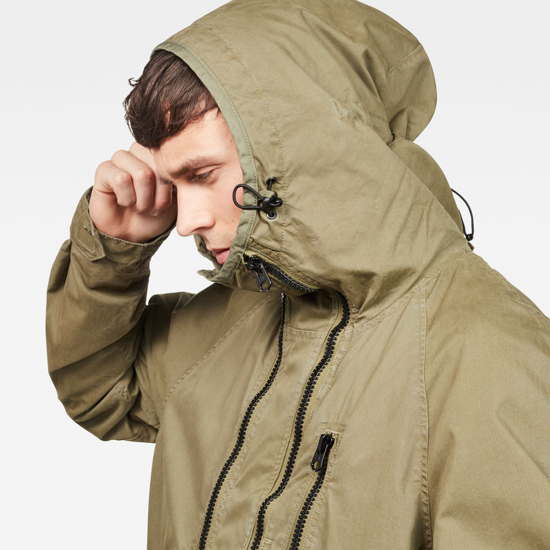 G-Star RAW® Strett Hybrid Archive Hooded Parka Green detail shot