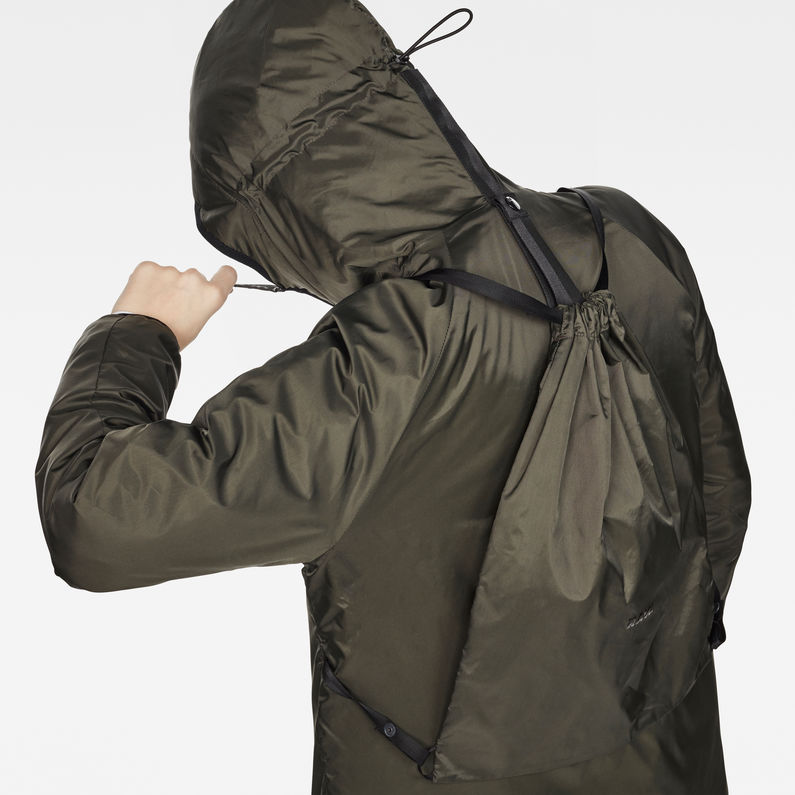 G-Star RAW® Strett Hooded Padded Parka + Gymbag Green detail shot