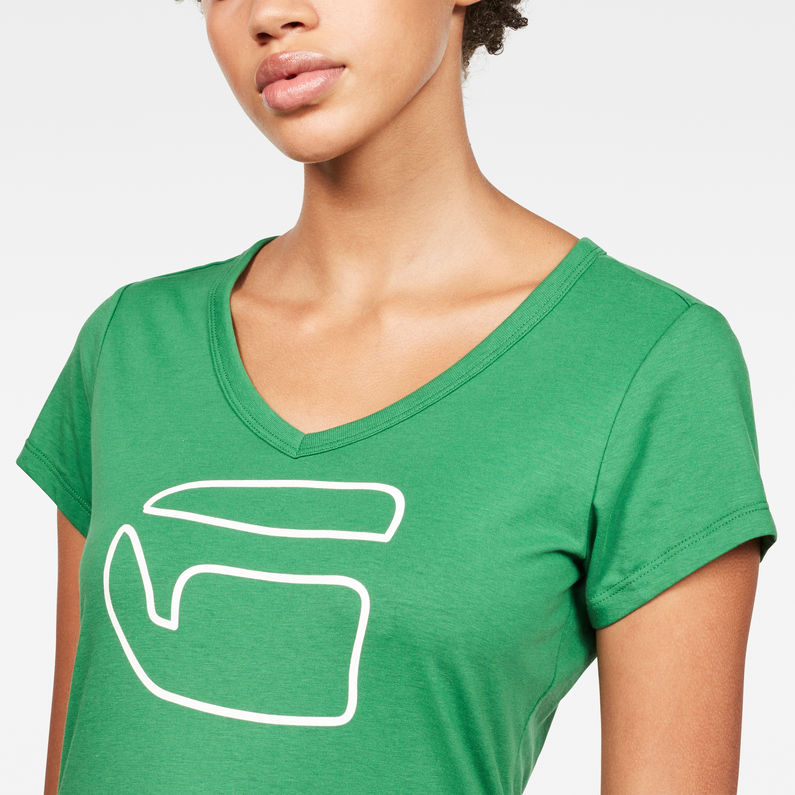 G-Star RAW® Ofel Slim V-Neck T-Shirt Green detail shot