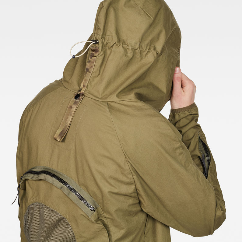 G-Star RAW® Strett Hooded Ripped Overshirt Green detail shot