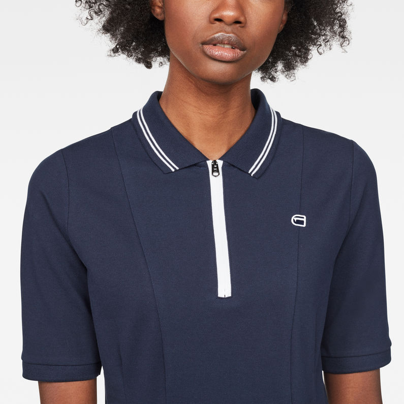G-Star RAW® Raw Correct Polo 1/2-Sleeve Flare Dress Dunkelblau detail shot