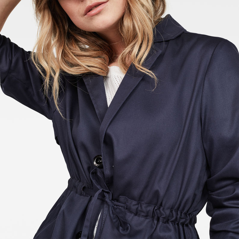 G-Star RAW® Deline Long Loose Trench Azul oscuro detail shot
