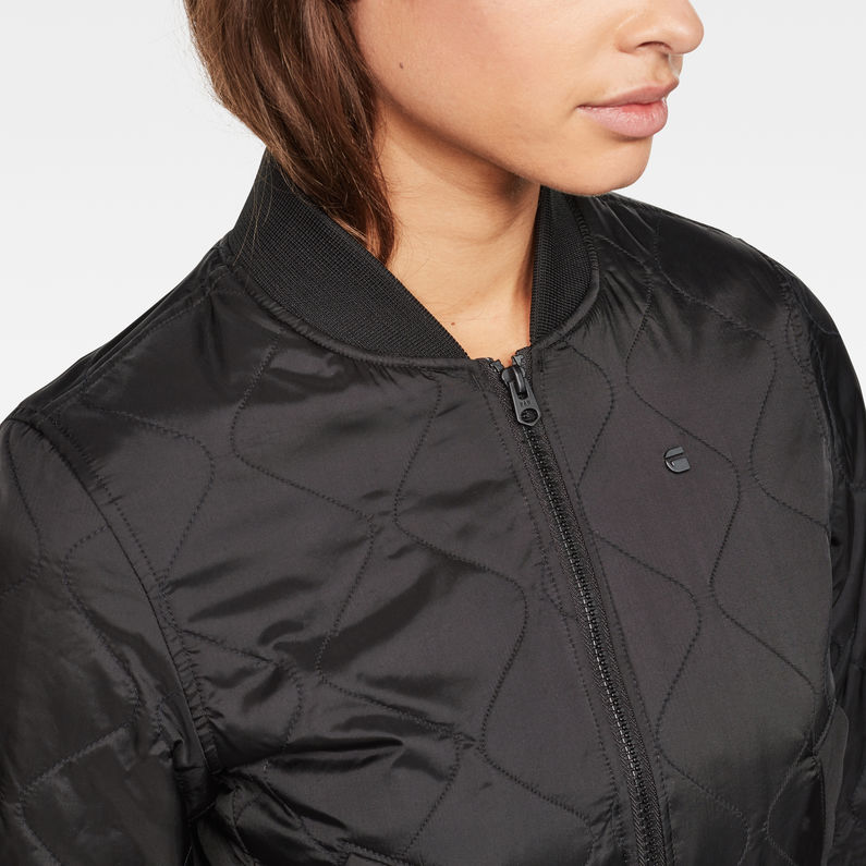 G-Star RAW® Deline Quilted Padded Slim Bomber Black detail shot