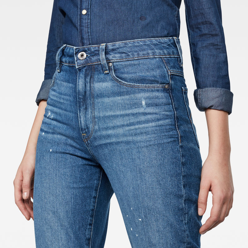 G-Star RAW® 3301 Ultra High waist Straight Ripped 7/8-Length Jeans ミディアムブルー