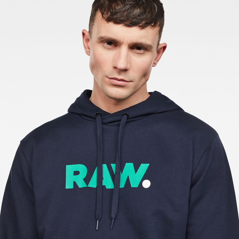 G-Star RAW® Misi Stalt Deconstructed Hooded Sweater Bleu foncé detail shot
