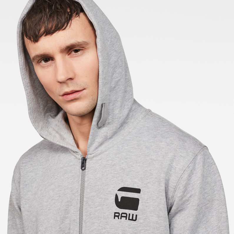 G-Star RAW® Doax Hooded Zip Thru Sweater Grau detail shot
