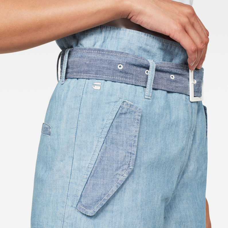 G-Star RAW® Rovic High waist Paperbag Shorts Lichtblauw detail shot