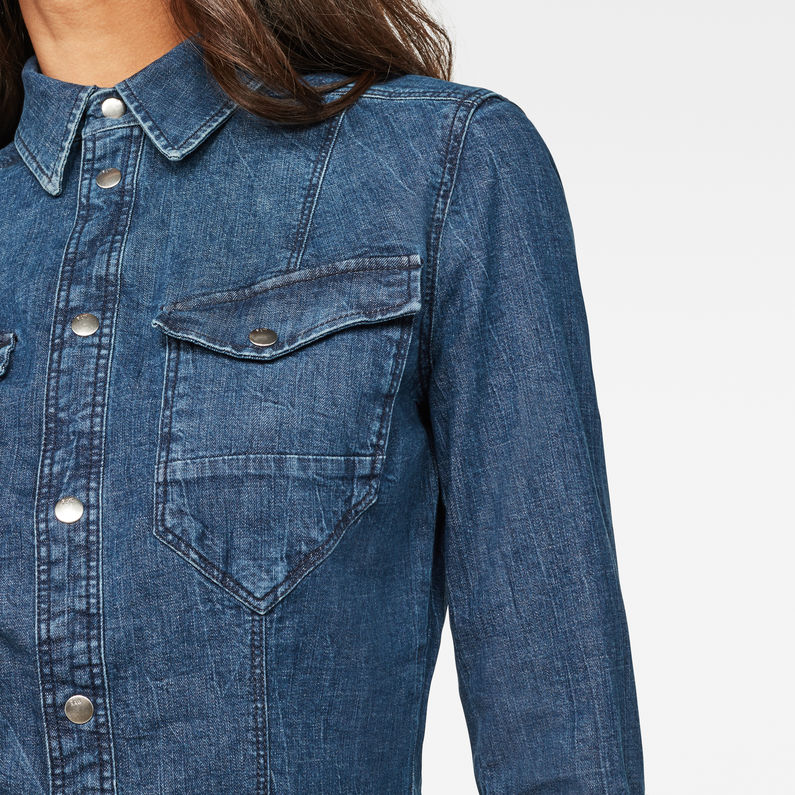 G-Star RAW® Tacoma Flare Dress Medium blue detail shot