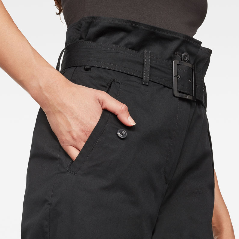G-STAR® Rovic High Waist Paperbag Pants Black detail shot