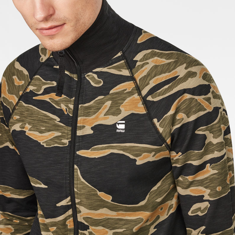 G-Star RAW® Jirgi Tiger Pattern Zip Cardigan Green detail shot