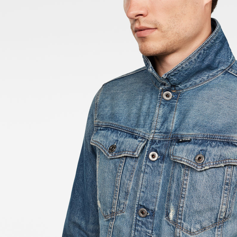 G-STAR® 3301 Deconstructed Slim Jacket Mittelblau detail shot