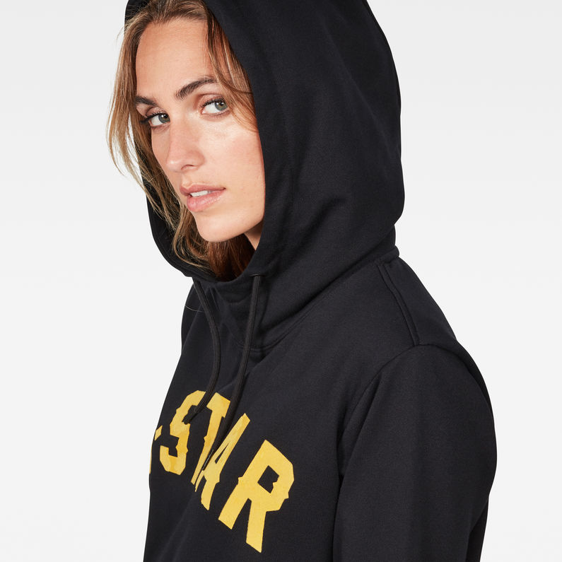 G-Star RAW® Halgen Reffit Boyfriend Hooded Sweat Dress Schwarz detail shot