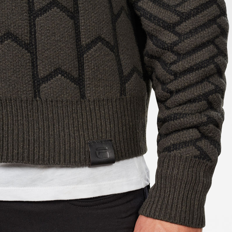 G-Star RAW® Biker Zip Through Knit Grau detail shot