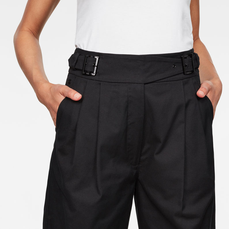 G-STAR® Bristum Pleated Wide Leg Chino Black detail shot