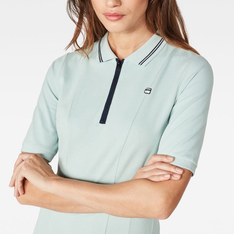 G-STAR® Raw Correct Polo 1/2-Sleeve Flare Dress Light blue detail shot