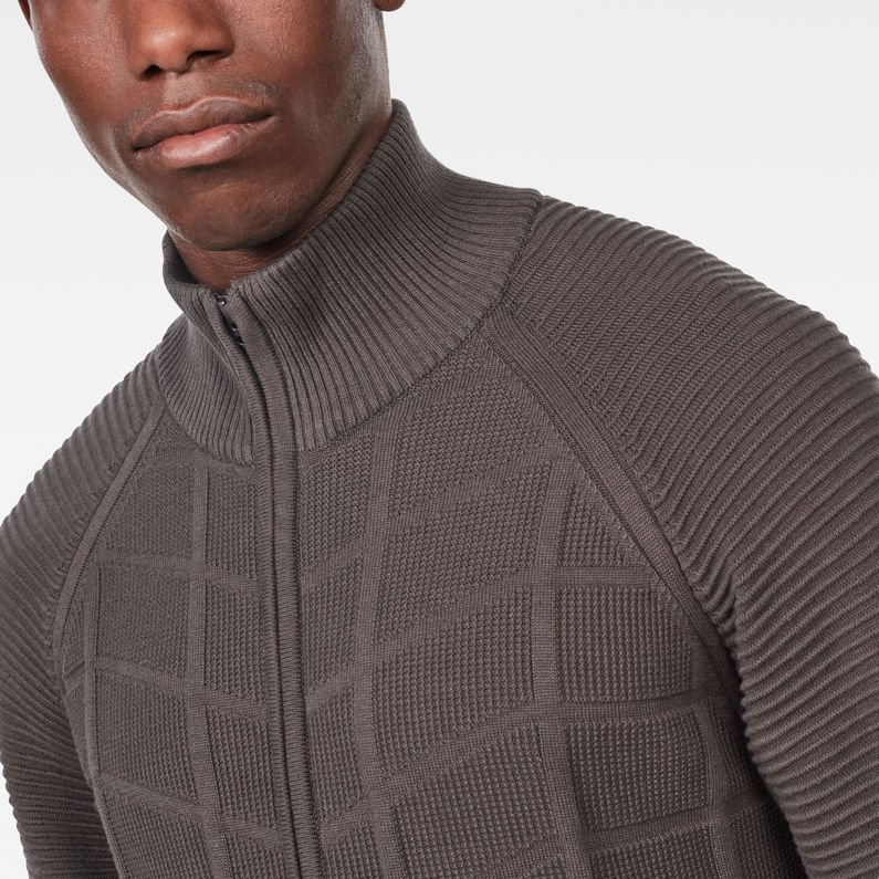 G-Star RAW® Suzaki Moto Zip Through Knit Grey detail shot
