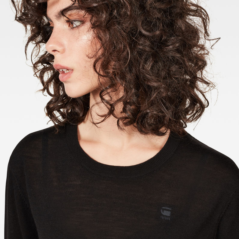 G-STAR® Core Boyfriend Knit Black detail shot