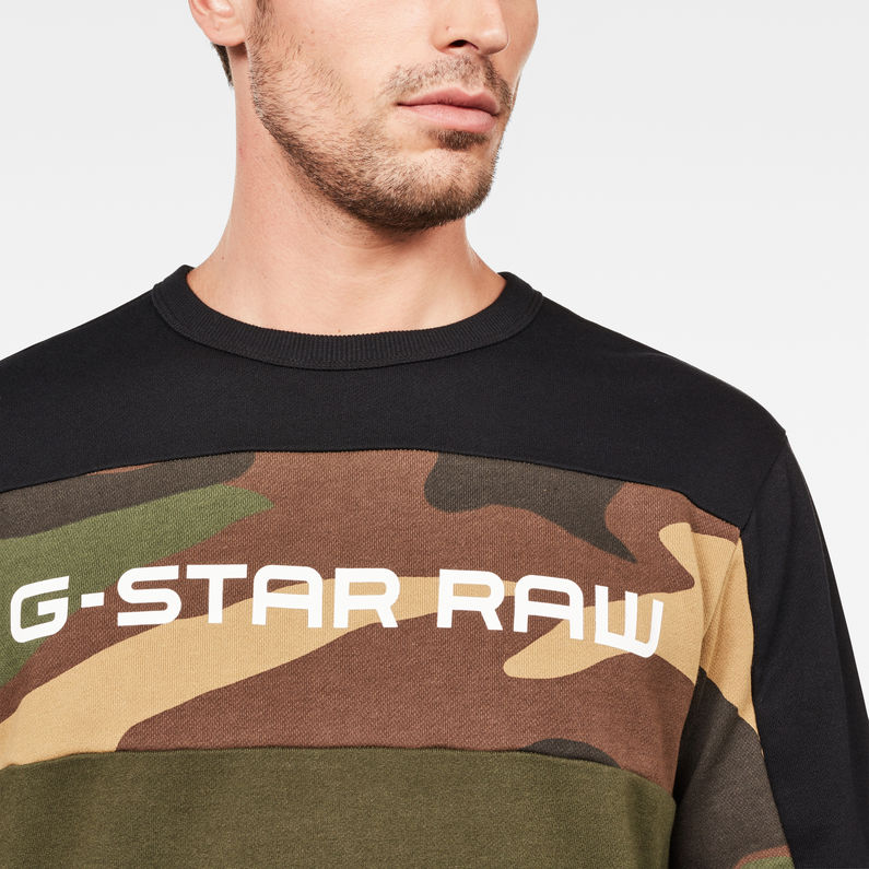 G-STAR® Swando Camo Block Sweater Green detail shot