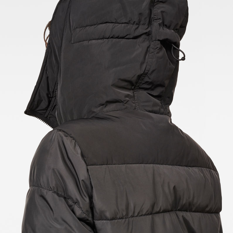 G-Star RAW® Whistler Hooded Quilted Slim Long Coat Black detail shot