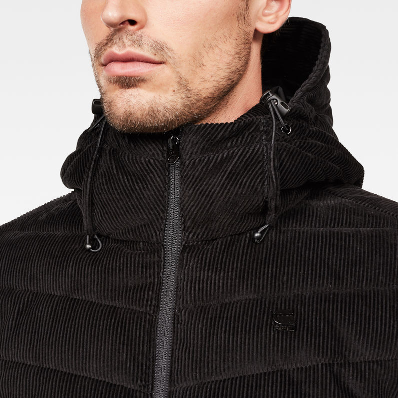 G-STAR® Attacc Quilted Cord Hooded Jacket Black detail shot