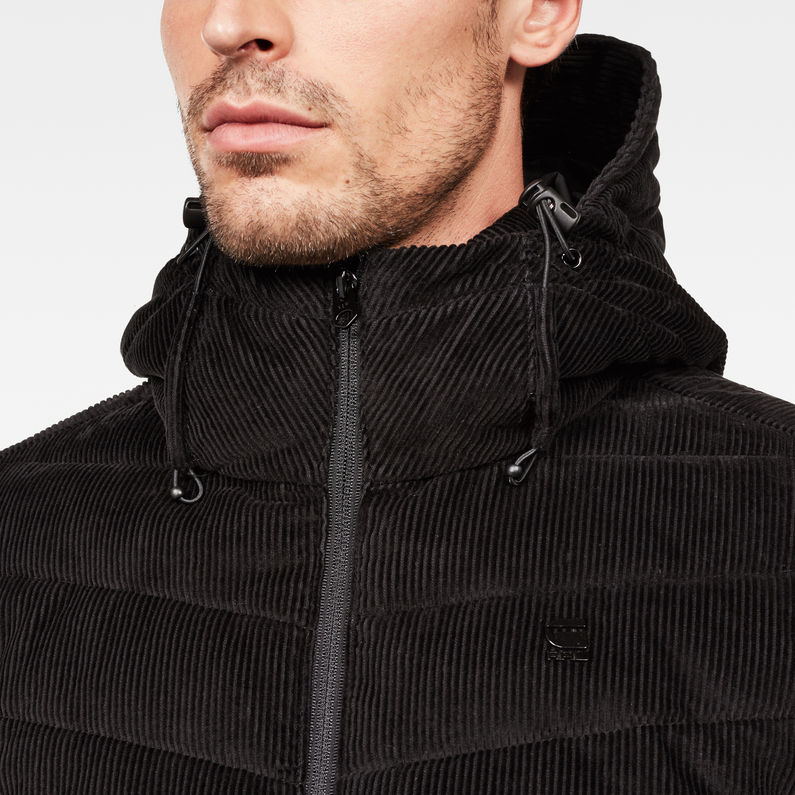 G-Star RAW® Attacc Quilted Cord Hooded Jacket Negro detail shot