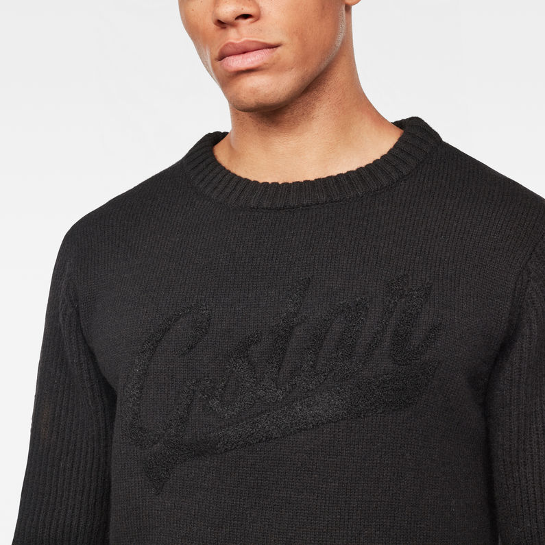 G-STAR® Core Logo Knit Black detail shot