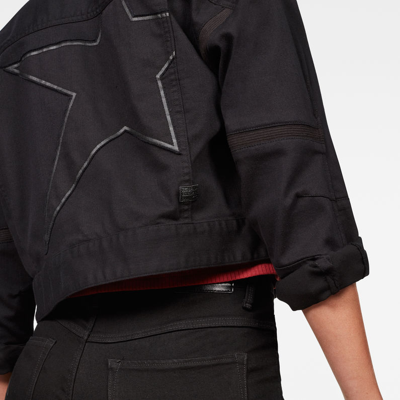G-Star RAW® Motac Dc Cropped Moto Uni Jacket Black detail shot