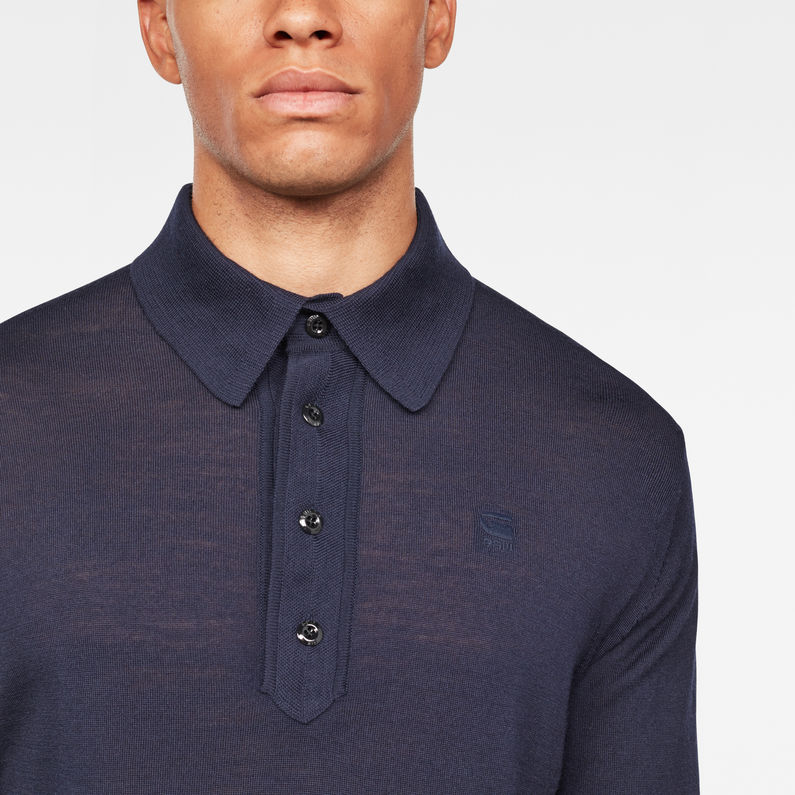 G-Star RAW® Polo Knit Dark blue detail shot