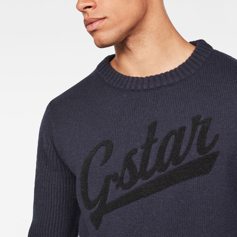 G-STAR® Core Logo Knit Dark blue detail shot